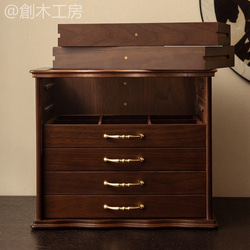 【予約販売】6段大容量 ジュエリーボックス 木製 アクセサリー収納&展示 指輪リング入れ 中古風 引き出し収納 2枚目の画像