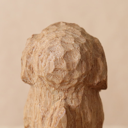 トイプードル 犬 木彫り 木製 置物 インテリア雑貨（木材：タモ）（No