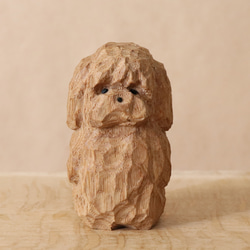 木彫り 犬 フレンチブルドッグ 木製 置物 インテリア雑貨（木材：タモ