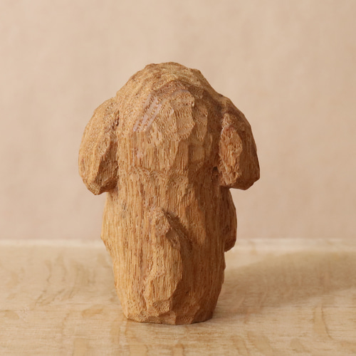 トイプードル 犬 木彫り 木製 置物 インテリア雑貨（木材：タモ）（No