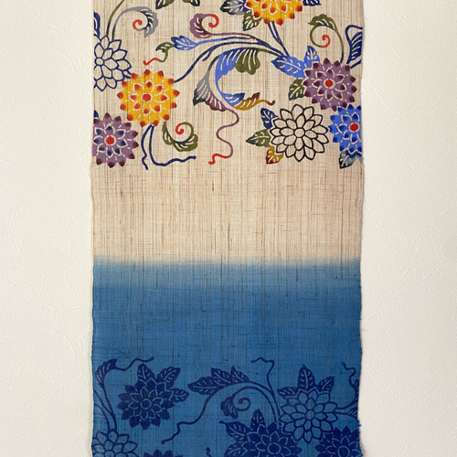 紅型タペストリー 超特価セール品＞タペストリー縦長（ピンク）沖縄独特の絵柄（紅型びん