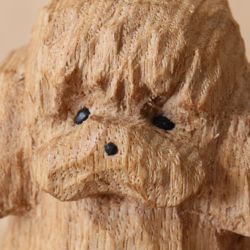 トイプードル 犬 木彫り 木製 置物 インテリア雑貨（木材：タモ）（No