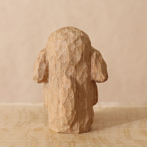トイプードル 犬 木彫り 木製 置物 インテリア雑貨（木材：タモ）（No