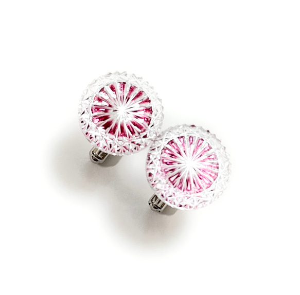 「煌めく希望・成功」東京切子カフスボタン18　輝煌　～きこう～　ライト金赤 2枚目の画像