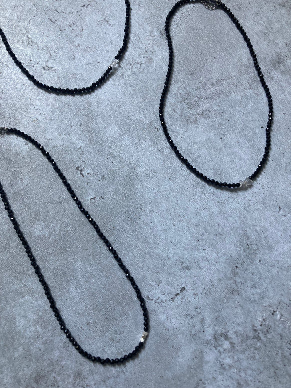 ☑︎Noir Étoile ― ノワール・エトワール　サージカルステンレス　ビーズネックレス　天然石アクセサリー 9枚目の画像