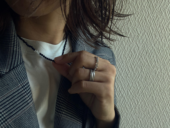 ☑︎Noir Étoile ― ノワール・エトワール　サージカルステンレス　ビーズネックレス　天然石アクセサリー 4枚目の画像