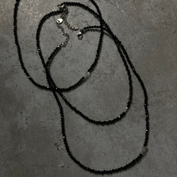 ☑︎Noir Étoile ― ノワール・エトワール　サージカルステンレス　ビーズネックレス　天然石アクセサリー 2枚目の画像