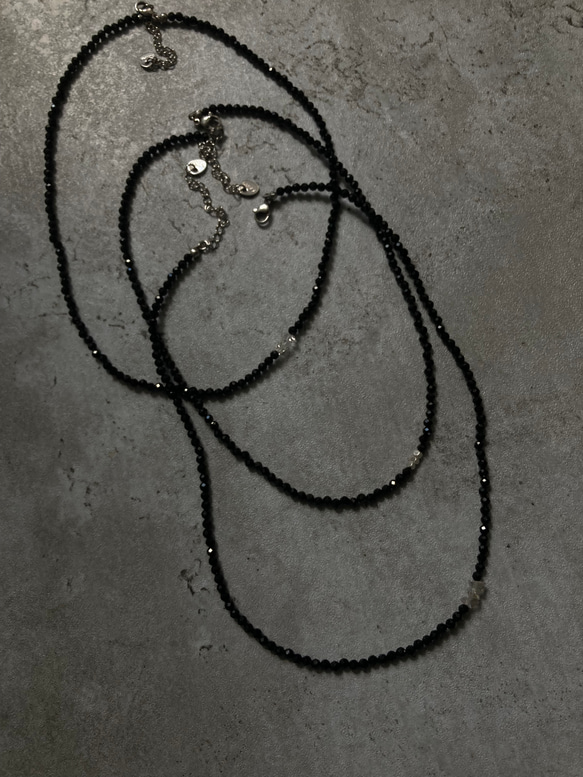 ☑︎Noir Étoile ― ノワール・エトワール　サージカルステンレス　ビーズネックレス　天然石アクセサリー 2枚目の画像