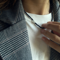 ☑︎Noir Étoile ― ノワール・エトワール　サージカルステンレス　ビーズネックレス　天然石アクセサリー 6枚目の画像