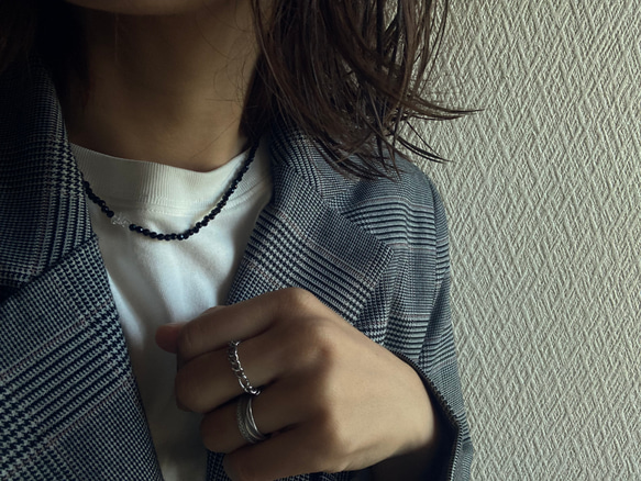 ☑︎Noir Étoile ― ノワール・エトワール　サージカルステンレス　ビーズネックレス　天然石アクセサリー 12枚目の画像