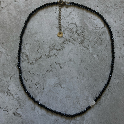 ☑︎Noir Étoile ― ノワール・エトワール　サージカルステンレス　ビーズネックレス　天然石アクセサリー 18枚目の画像