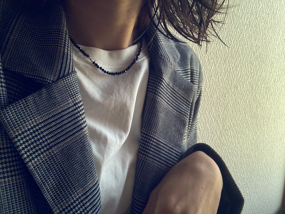 ☑︎Noir Étoile ― ノワール・エトワール　サージカルステンレス　ビーズネックレス　天然石アクセサリー 8枚目の画像