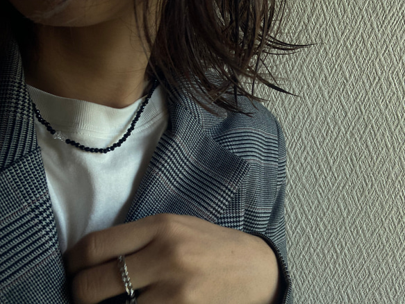 ☑︎Noir Étoile ― ノワール・エトワール　サージカルステンレス　ビーズネックレス　天然石アクセサリー 20枚目の画像