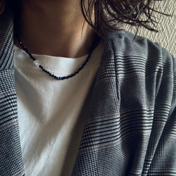 ☑︎Noir Étoile ― ノワール・エトワール　サージカルステンレス　ビーズネックレス　天然石アクセサリー 14枚目の画像