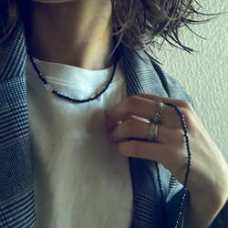 ☑︎Noir Étoile ― ノワール・エトワール　サージカルステンレス　ビーズネックレス　天然石アクセサリー 1枚目の画像