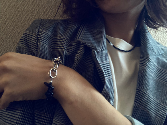 ☑︎Noir Étoile ― ノワール・エトワール　サージカルステンレス　ビーズネックレス　天然石アクセサリー 16枚目の画像