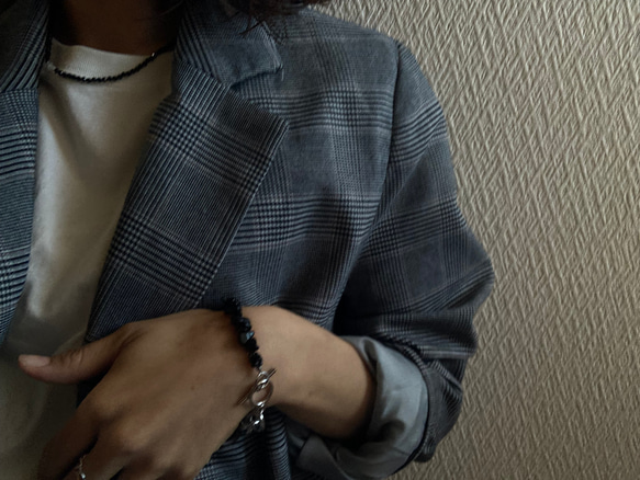 ーNoirette（ノワレット）ー　チェーンブレスレット　天然石ブレスレット　天然石アクセサリー　サージカルステンレス 15枚目の画像