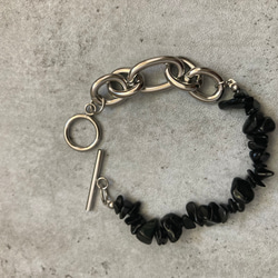 ーNoirette（ノワレット）ー　チェーンブレスレット　天然石ブレスレット　天然石アクセサリー　サージカルステンレス 6枚目の画像