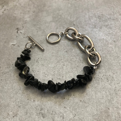 ーNoirette（ノワレット）ー　チェーンブレスレット　天然石ブレスレット　天然石アクセサリー　サージカルステンレス 2枚目の画像