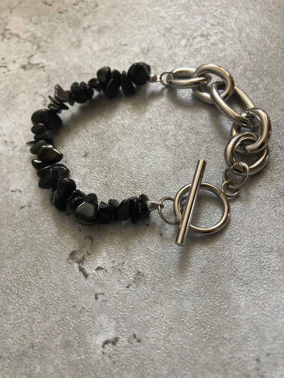 ーNoirette（ノワレット）ー　チェーンブレスレット　天然石ブレスレット　天然石アクセサリー　サージカルステンレス 13枚目の画像