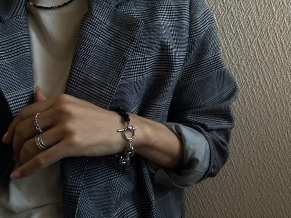 ーNoirette（ノワレット）ー　チェーンブレスレット　天然石ブレスレット　天然石アクセサリー　サージカルステンレス 14枚目の画像