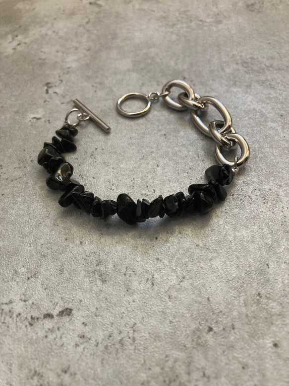 ーNoirette（ノワレット）ー　チェーンブレスレット　天然石ブレスレット　天然石アクセサリー　サージカルステンレス 8枚目の画像