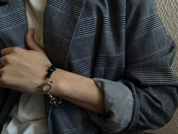 ーNoirette（ノワレット）ー　チェーンブレスレット　天然石ブレスレット　天然石アクセサリー　サージカルステンレス 16枚目の画像