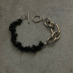 ーNoirette（ノワレット）ー　チェーンブレスレット　天然石ブレスレット　天然石アクセサリー　サージカルステンレス 10枚目の画像