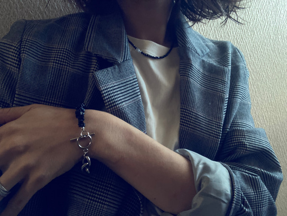 ーNoirette（ノワレット）ー　チェーンブレスレット　天然石ブレスレット　天然石アクセサリー　サージカルステンレス 18枚目の画像