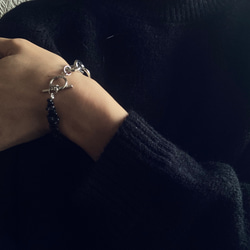 ーNoirette（ノワレット）ー　チェーンブレスレット　天然石ブレスレット　天然石アクセサリー　サージカルステンレス 5枚目の画像