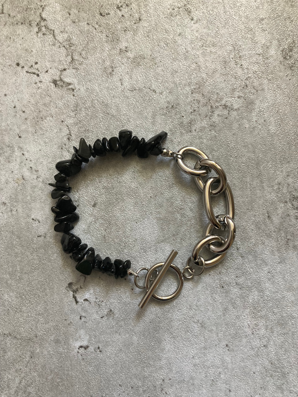 ーNoirette（ノワレット）ー　チェーンブレスレット　天然石ブレスレット　天然石アクセサリー　サージカルステンレス 11枚目の画像