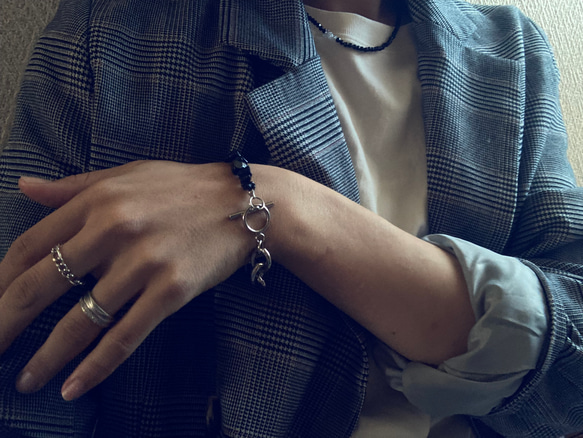 ーNoirette（ノワレット）ー　チェーンブレスレット　天然石ブレスレット　天然石アクセサリー　サージカルステンレス 17枚目の画像