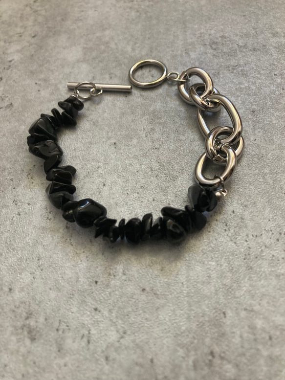 ーNoirette（ノワレット）ー　チェーンブレスレット　天然石ブレスレット　天然石アクセサリー　サージカルステンレス 7枚目の画像