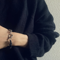 ーNoirette（ノワレット）ー　チェーンブレスレット　天然石ブレスレット　天然石アクセサリー　サージカルステンレス 4枚目の画像