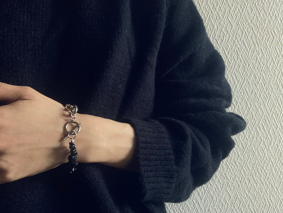 ーNoirette（ノワレット）ー　チェーンブレスレット　天然石ブレスレット　天然石アクセサリー　サージカルステンレス 4枚目の画像