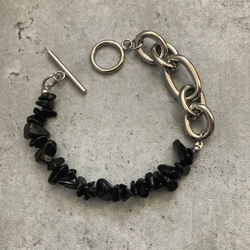 ーNoirette（ノワレット）ー　チェーンブレスレット　天然石ブレスレット　天然石アクセサリー　サージカルステンレス 9枚目の画像