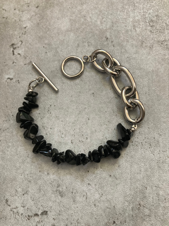 ーNoirette（ノワレット）ー　チェーンブレスレット　天然石ブレスレット　天然石アクセサリー　サージカルステンレス 9枚目の画像