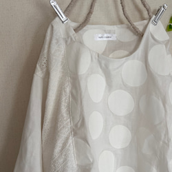 春夏ふんわり水玉オフホワイトパッチcottonレースブラウス 2枚目の画像