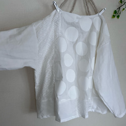 春夏ふんわり水玉オフホワイトパッチcottonレースブラウス 5枚目の画像