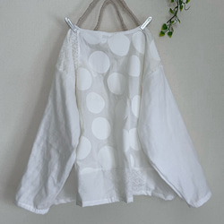 春夏ふんわり水玉オフホワイトパッチcottonレースブラウス 4枚目の画像