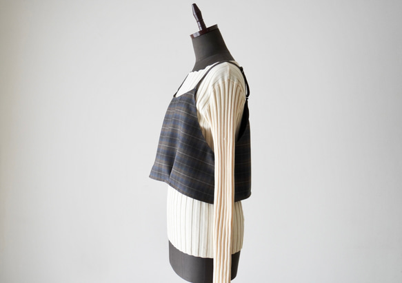 WOOL TUCK スカート  darkgray×brown 17枚目の画像