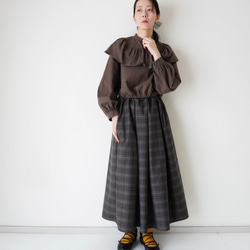 WOOL TUCK スカート  darkgray×brown 6枚目の画像