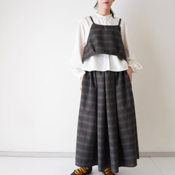 WOOL TUCK スカート  darkgray×brown 2枚目の画像