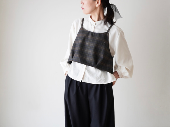 WOOL TUCK スカート  darkgray×brown 19枚目の画像