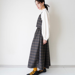 WOOL TUCK スカート  darkgray×brown 5枚目の画像