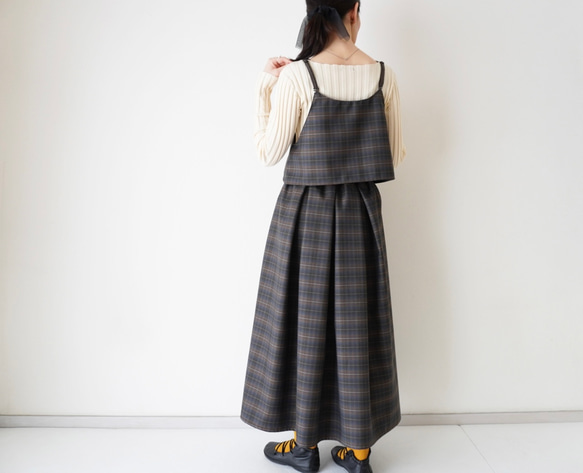 WOOL TUCK スカート  darkgray×brown 14枚目の画像