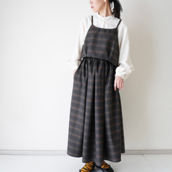 WOOL TUCK スカート  darkgray×brown 3枚目の画像