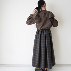 WOOL TUCK スカート  darkgray×brown 8枚目の画像
