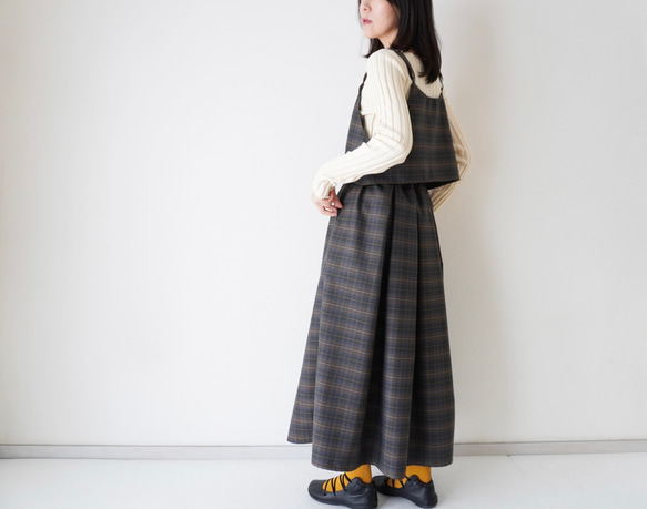 WOOL TUCK スカート  darkgray×brown 13枚目の画像