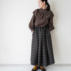 WOOL TUCK スカート  darkgray×brown 7枚目の画像